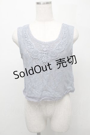 画像: axes femme / お花レースタンクトップ  ブルー S-25-07-18-013-AX-TO-HR-ZI