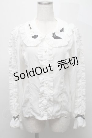 画像: axes femme kawaii / ハロウィンナイト刺繍ブラウス  白 S-25-07-18-016-AX-BL-HR-ZS
