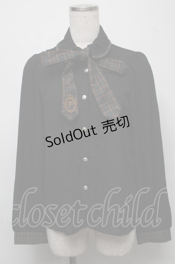 画像1: axes femme POETIQUE / 刺繍リボンタイ付ブラウス  黒 S-25-07-18-031-AX-BL-HR-ZS (1)