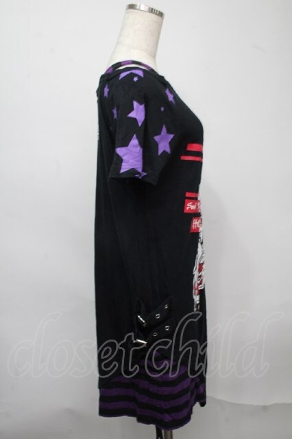 画像3: Deorart / ボーダー切替カットソー  黒ｘ紫 S-25-07-18-034-PU-TO-AS-ZS (3)