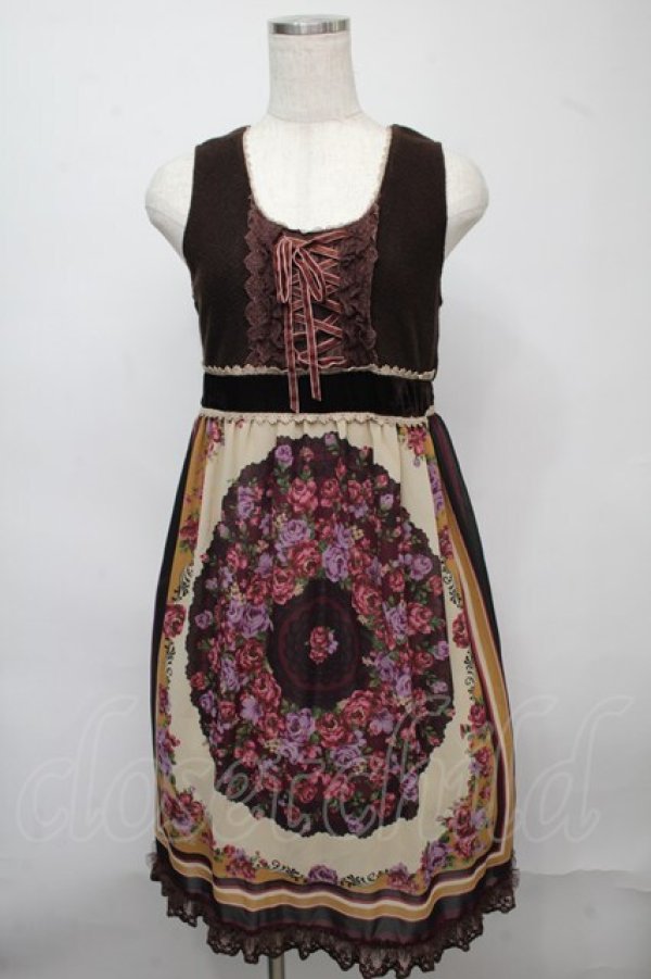 画像1: axes femme / スカーフ風ワンピース  ブラウンｘワイン S-25-07-18-038-AX-OP-HR-ZI (1)