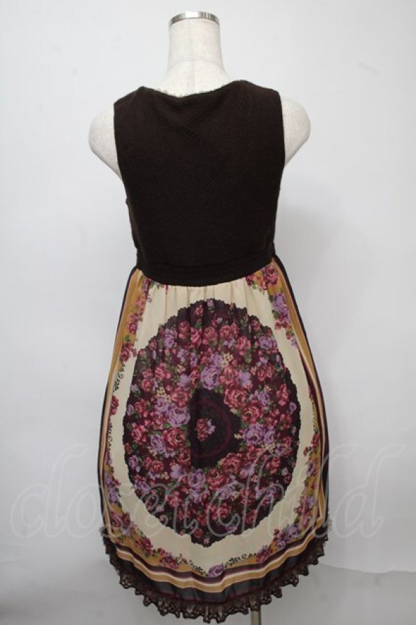 画像2: axes femme / スカーフ風ワンピース  ブラウンｘワイン S-25-07-18-038-AX-OP-HR-ZI (2)