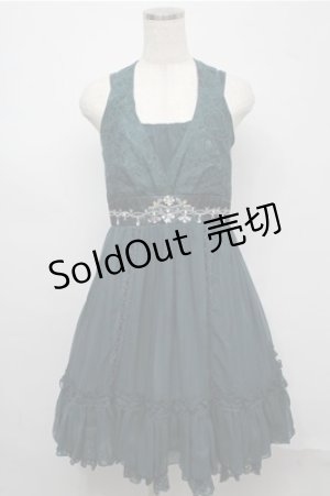 画像: axes femme / レース切替ホルターネックシフォンワンピース  グリーン S-25-07-20-045-AX-OP-HR-ZI