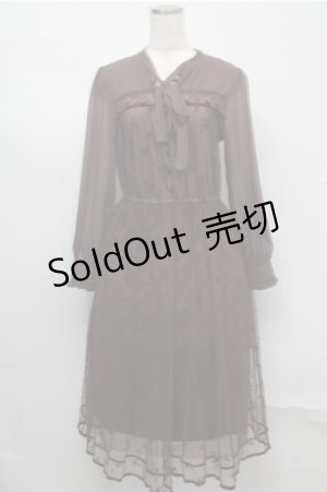 画像: axes femme / フロッキープリントレースワンピース  ブラウン S-25-07-20-049-AX-OP-HR-ZI