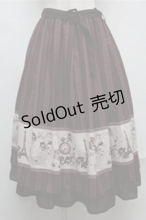 画像: axes femme / パリトラベルパネル柄スカート  ワイン S-25-07-20-060-AX-SK-HR-ZS