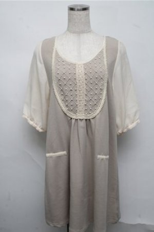 画像: axes femme / 袖シフォン切替チュニック  ベージュ S-25-07-20-016-AX-TO-HR-ZS