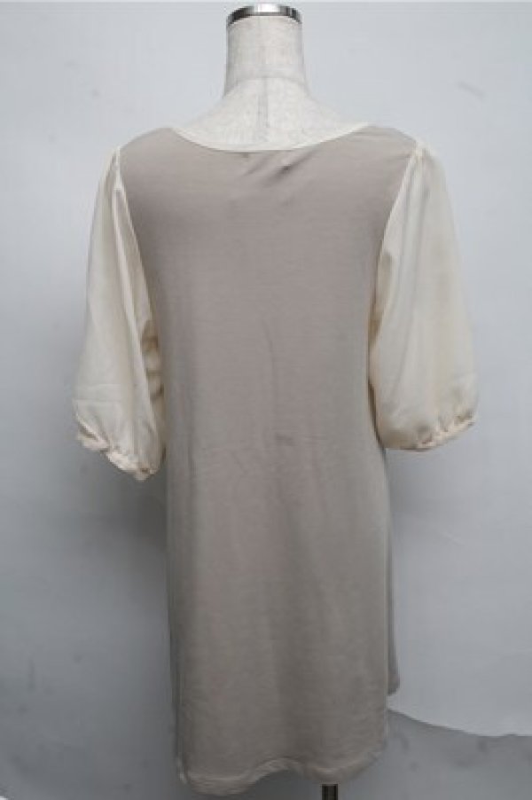 画像2: axes femme / 袖シフォン切替チュニック  ベージュ S-25-07-20-016-AX-TO-HR-ZI (2)
