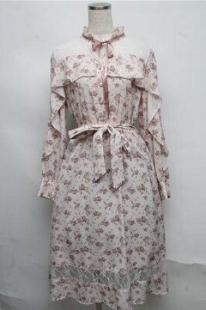 画像: axes femme / ヨークレース小花プリントワンピース  ピンク S-25-07-20-028-AX-OP-HR-ZS