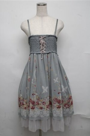 画像: axes femme / 花×蝶チュールプリントスカート  サックス S-25-07-20-039-AX-SK-HR-ZS