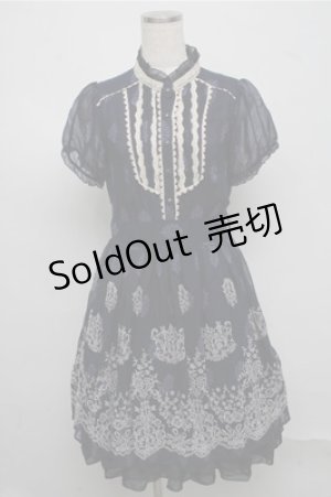 画像: axes femme / ブロッキングフロッキーワンピース  紺 S-25-07-20-042-AX-OP-HR-ZI