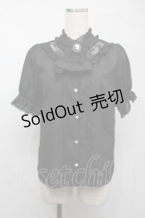 画像: axes femme / ローズカメオ×ジャボブラウス  黒 S-25-07-21-009-AX-BL-AS-ZS