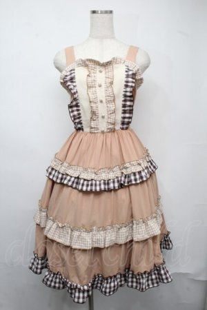 画像: axes femme kawaii / カントリーチェックジャンスカ  ベージュ S-25-07-21-030-AX-OP-AS-ZS