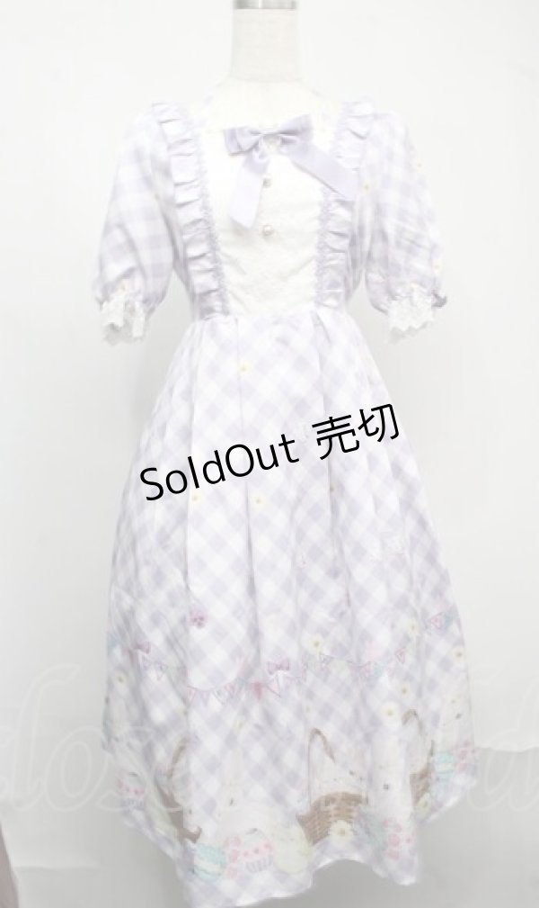 画像1: axes femme kawaii / イースター柄ワンピース  ラベンダー S-25-07-21-031-AX-OP-AS-ZS (1)