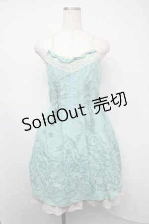 画像: axes femme / オパール花パネルフレアーワンピース  グリーン S-25-07-21-040-AX-SK-HR-ZS