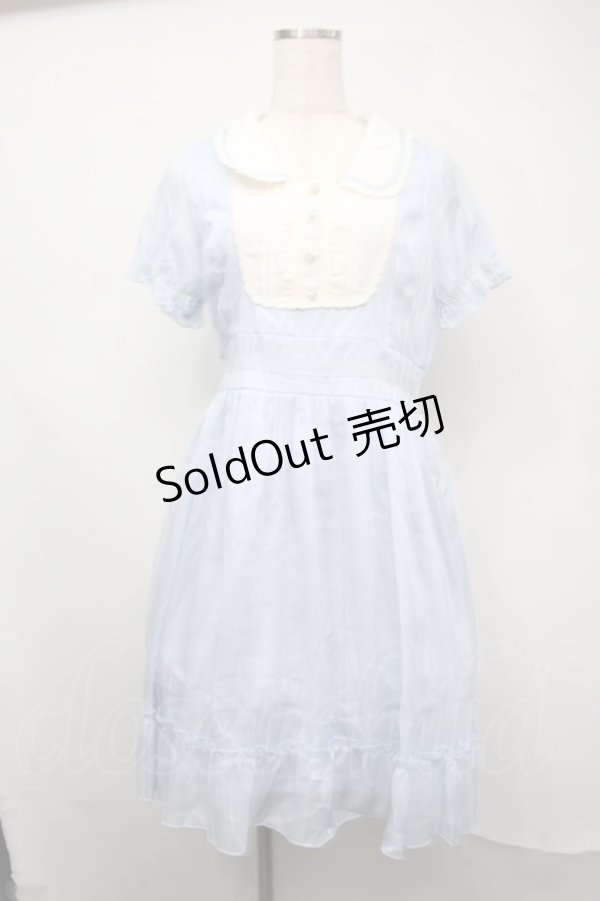 画像1: axes femme / 切替シフォンワンピース  サックスｘキナリ S-25-07-21-041-AX-OP-HR-ZS (1)