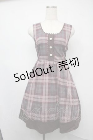 画像: axes femme / チェック柄カットチュニ  ピンクｘワイン S-25-07-21-046-AX-OP-AS-ZI