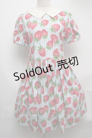 画像: Jane Marple / ストロベリーmeetsストライプワンピース - サックス S-25-07-22-051-JM-OP-ET-ZS
