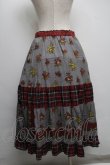 画像2: Jane Marple Dans Le Salon / Flowers of Jouy scarf Tartan check タックスカート  赤ｘグレー S-25-07-22-060-JM-SK-HR-ZS (2)