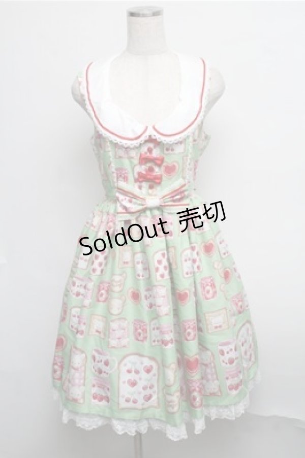 画像1: Angelic Pretty / Sunny Day Brunchジャンパースカート - グリーン S-25-07-26-045-AP-OP-SZ-ZT484 (1)