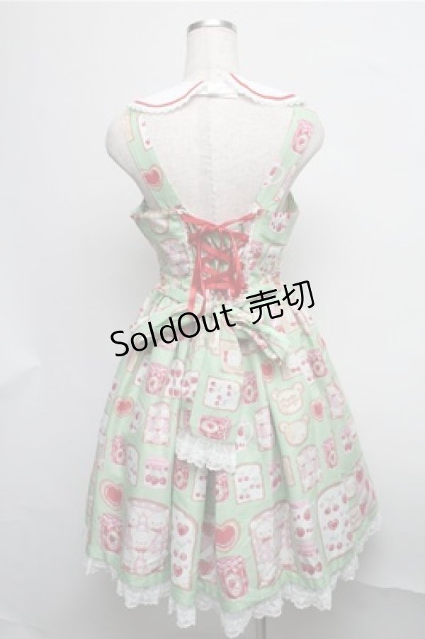 画像2: Angelic Pretty / Sunny Day Brunchジャンパースカート - グリーン S-25-07-26-045-AP-OP-SZ-ZT484 (2)