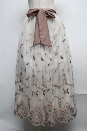画像: axes femme / チュールカラー刺繍スカート  キナリ S-25-07-26-047-AX-SK-HR-ZS