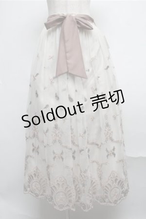 画像: axes femme / チュールカラー刺繍スカート  キナリ S-25-07-26-047-AX-SK-HR-ZS