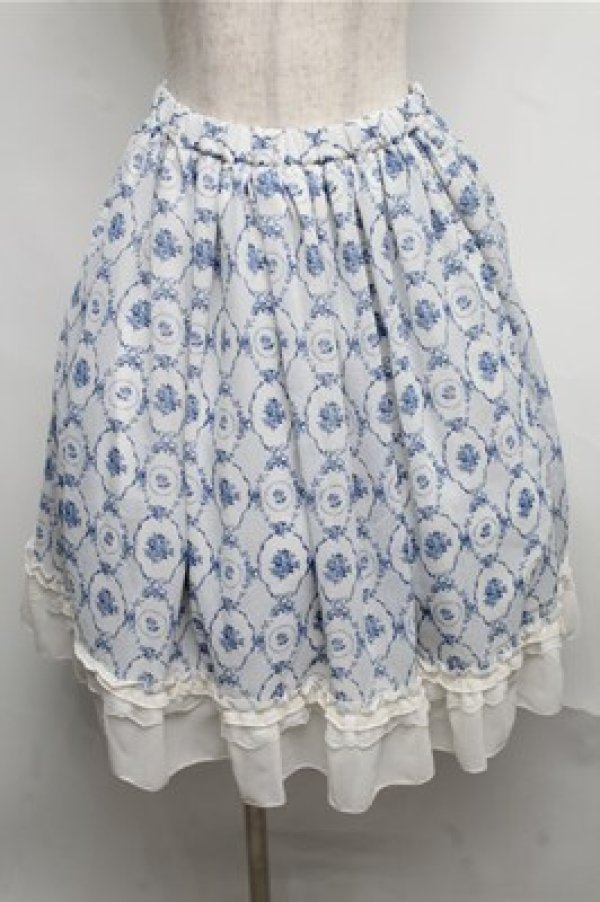 スカート papier Enfant wrapped skirt / White axes femme / 花柄スカート 白Xサックス S-25-07-26-048-AX-SK