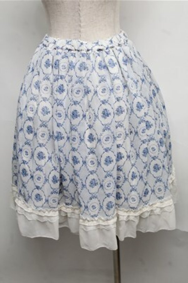 axes femme / 花柄スカート 白Xサックス S-25-07-26-048-AX-SK