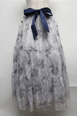 画像: axes femme / sajouプリントレーススカート  ブルー S-25-07-26-060-AX-SK-HR-ZS