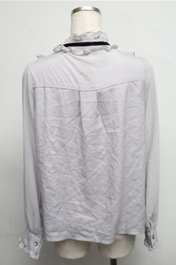 画像2: axes femme POETIQUE / 立ち襟ブラウス  グレー S-25-07-26-022-AX-BL-AS-ZS (2)