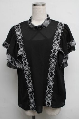 画像: axes femme NOSTALGIE / 刺繍シースルートップス  黒 S-25-07-26-025-AX-BL-HR-ZS
