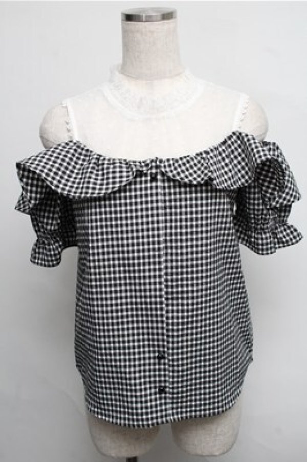 画像1: Rojita / ギンガムトップス  黒ｘ白 S-25-07-26-029-LO-BL-AS-ZT348 (1)