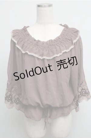 画像: axes femme / オフショル刺繍シフォントップス  ブラウン S-25-07-26-030-AX-TO-HR-ZS