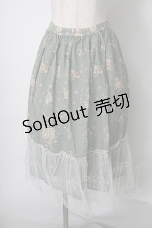 画像: axes femme / チュール配色ブーケスカート  グリーン S-25-07-28-052-AX-SK-AS-ZS