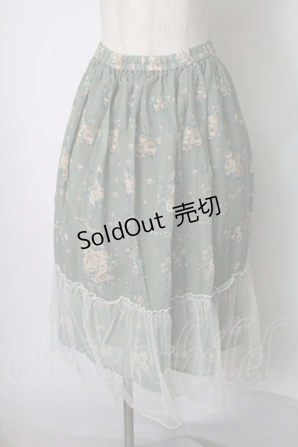 画像1: axes femme / チュール配色ブーケスカート  グリーン S-25-07-28-052-AX-SK-AS-ZS (1)