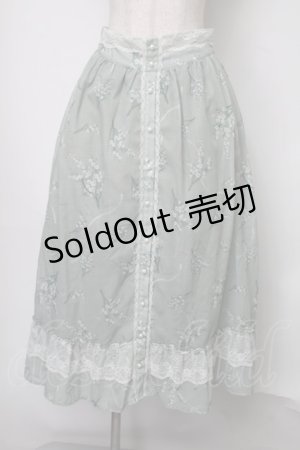 画像: axes femme / すずらん柄前ボタンスカート  グリーン S-25-07-28-053-AX-SK-HR-ZS