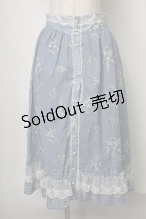 画像: axes femme / すずらん柄前ボタンスカート  ブルー S-25-07-28-055-AX-SK-HR-ZS