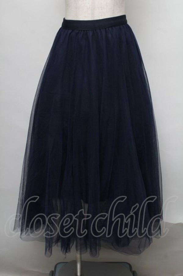 画像1: axes femme / ロングチュールスカート  紺 S-25-07-28-059-AX-SK-AS-ZS (1)