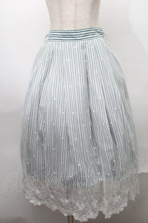 画像: axes femme / ストライプＸレーススカート  グリーンｘ白 S-25-07-30-055-AX-SK-HR-ZS