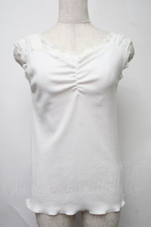 画像: axes femme / 吸水速乾肩レースリブタンク  白 S-25-07-30-011-AX-TO-HR-ZS