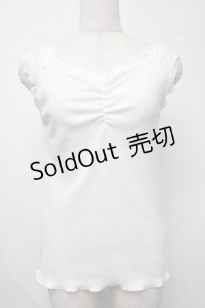 画像: axes femme / 吸水速乾肩レースリブタンク  白 S-25-07-30-011-AX-TO-HR-ZS