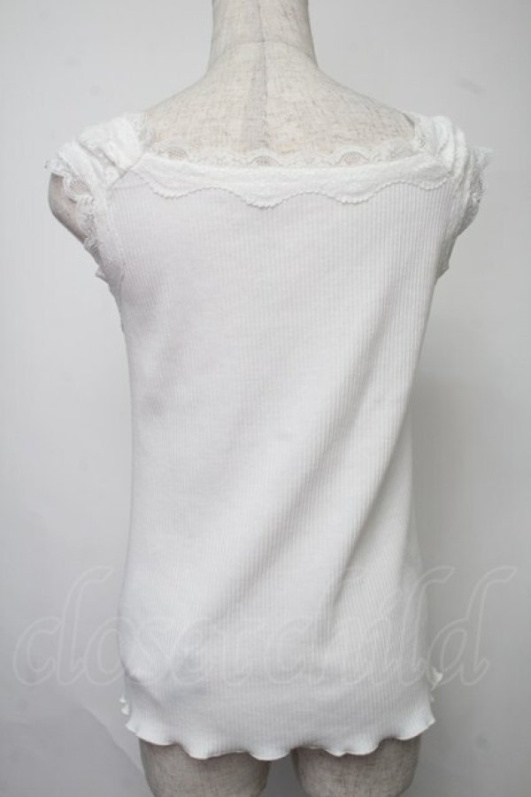 画像2: axes femme / 吸水速乾肩レースリブタンク  白 S-25-07-30-011-AX-TO-HR-ZS (2)