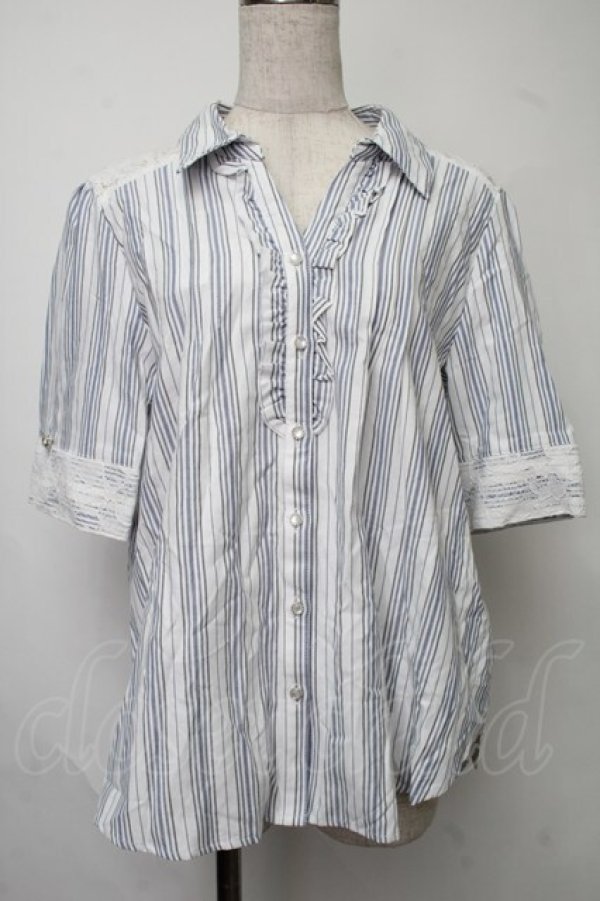 画像1: axes femme / バックレースシャツ  ブルー S-25-07-30-014-AX-TO-AS-ZS (1)