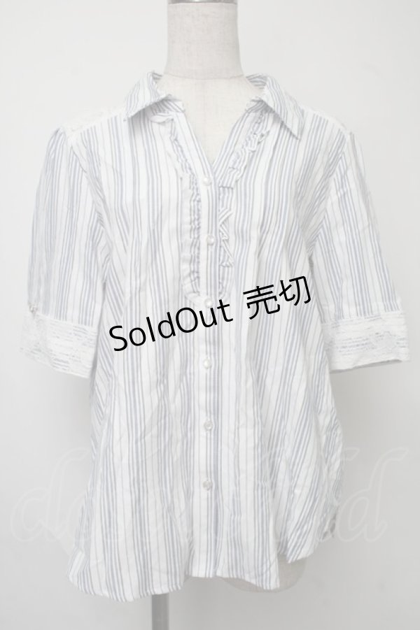 画像1: axes femme / バックレースシャツ  ブルー S-25-07-30-014-AX-TO-AS-ZI (1)