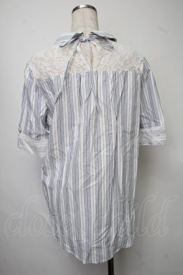 画像2: axes femme / バックレースシャツ  ブルー S-25-07-30-014-AX-TO-AS-ZS (2)