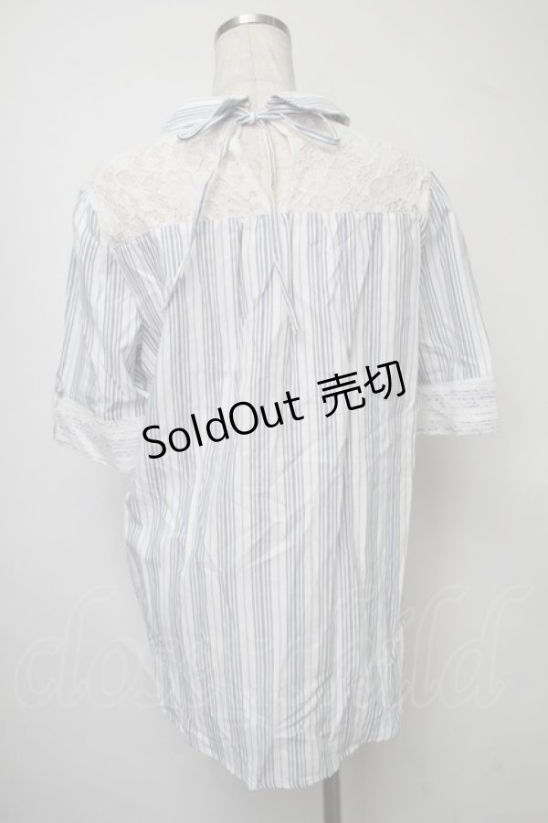 画像2: axes femme / バックレースシャツ  ブルー S-25-07-30-014-AX-TO-AS-ZI (2)