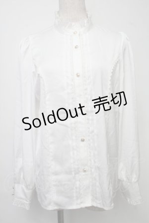 画像: axes femme kawaii / ストライプサテンブラウス  白 S-25-07-30-015-AX-TO-HR-ZS