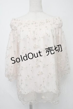 画像: LODISPOTTO / フラワー刺繍オフショルトップス  ピンク S-25-07-30-020-LO-TO-HR-ZS