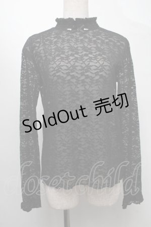 画像: axes femme POETIQUE / 長袖シアーレーストップス  黒 S-25-07-30-024-AX-TO-HR-ZI