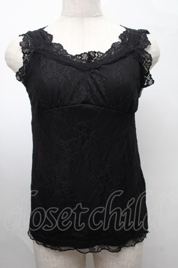 画像1: axes femme / クロス総レース2WAYタンク  黒 S-25-07-30-025-AX-TO-HR-ZS (1)